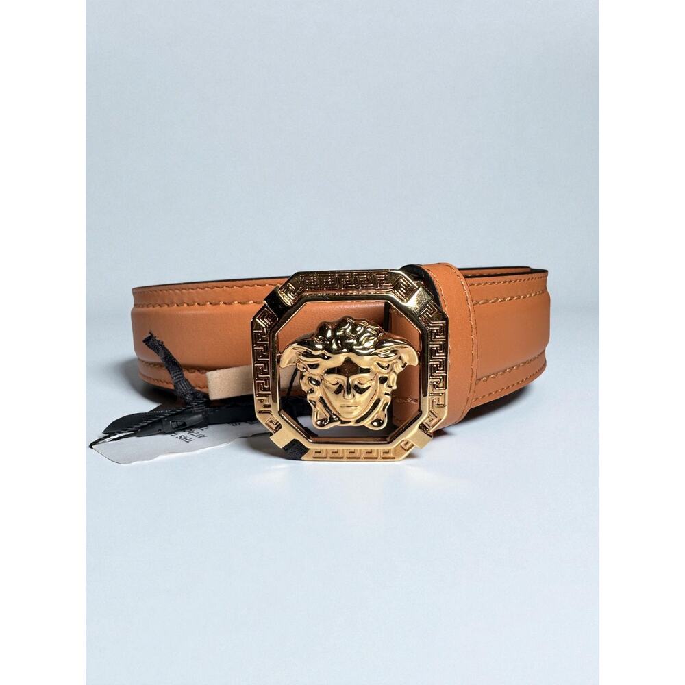 NWT Versace Medusa Buckle Belt Tan Leather Authentic Size 95/38 Retail $595